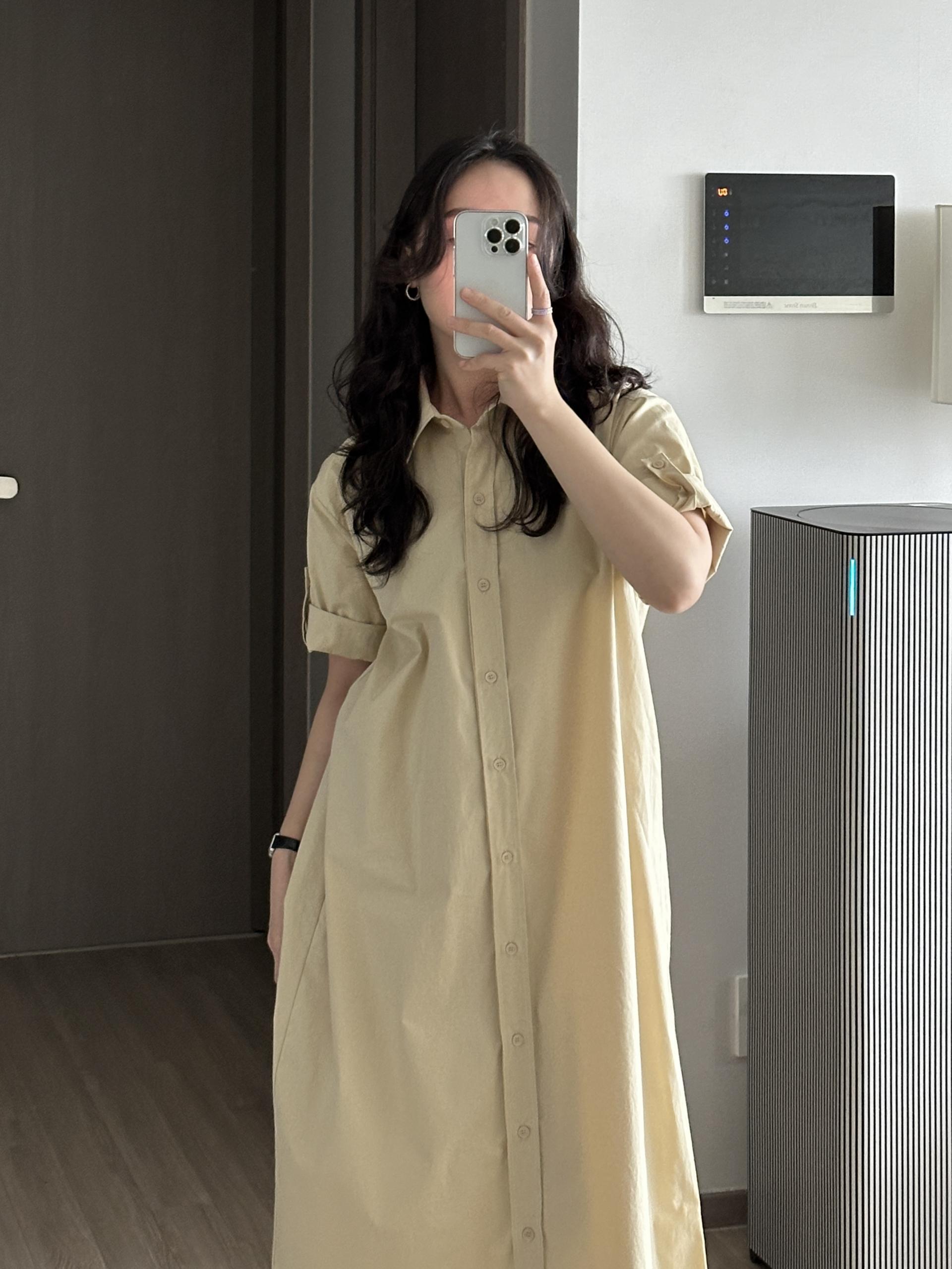 롤업 셔츠 원피스 | 2 COLOR