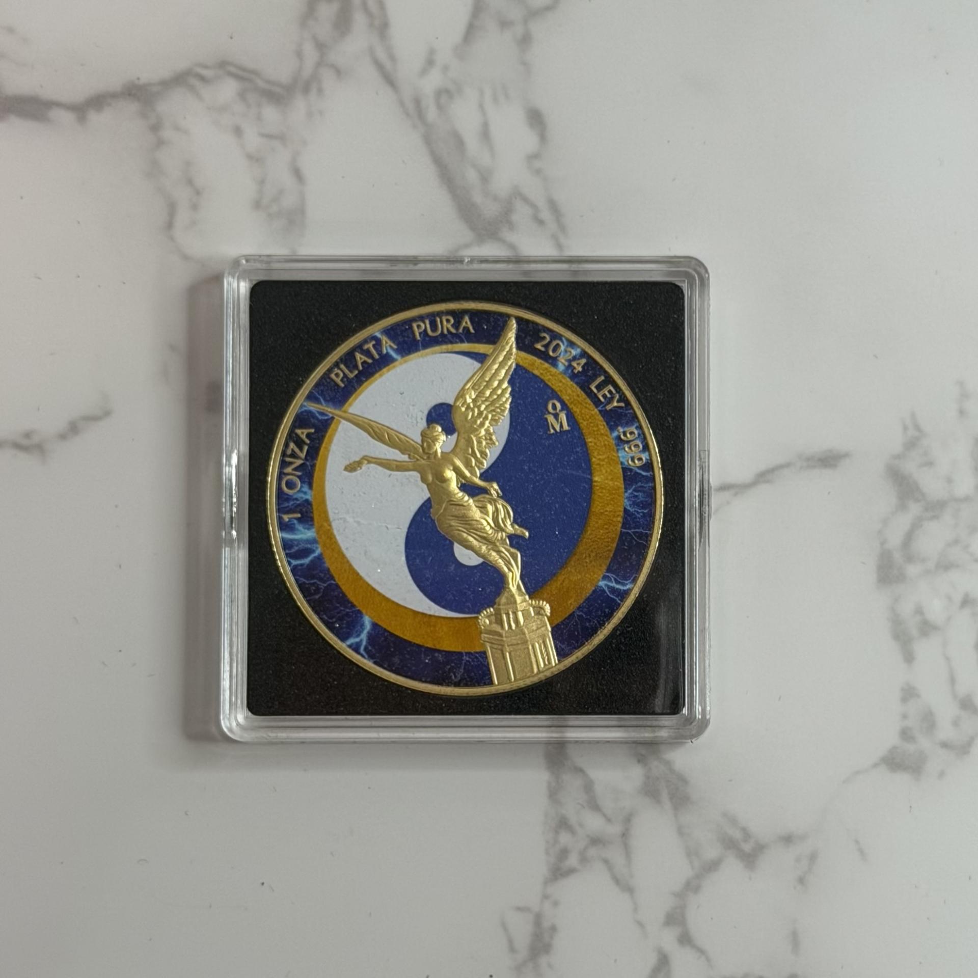 Libertad Sun & Moon Electric Blue Storm Diamond Dust Silver Gilded Coin 1 Oz 2024