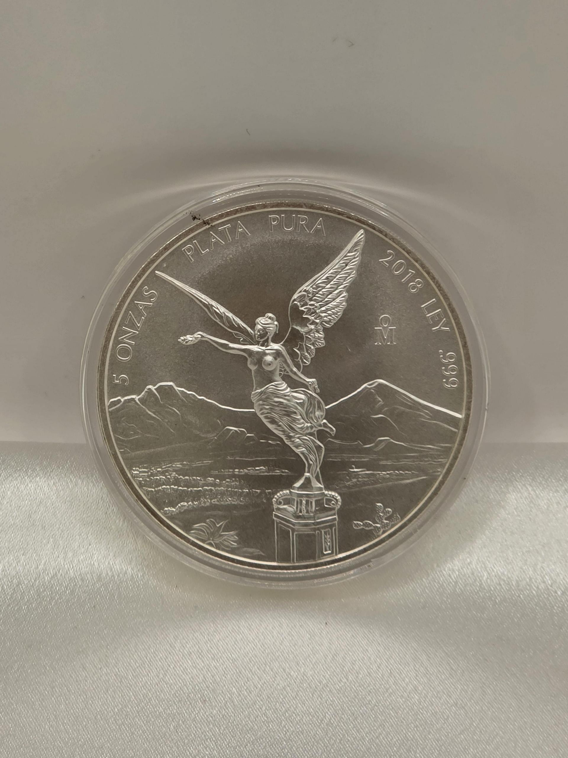 2018 Mexico 5 Onzas Silver Libertad BU