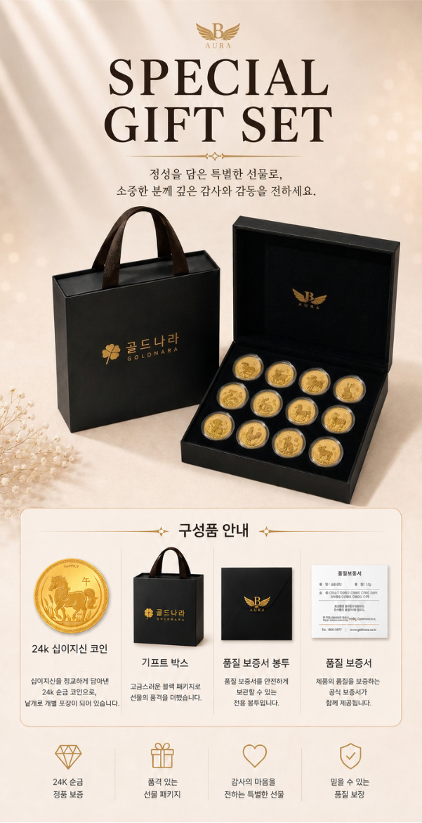 [예약주문 9월초 출시][현금영수증가능]행운의 십이지신 코인 블랙 기프트 세트