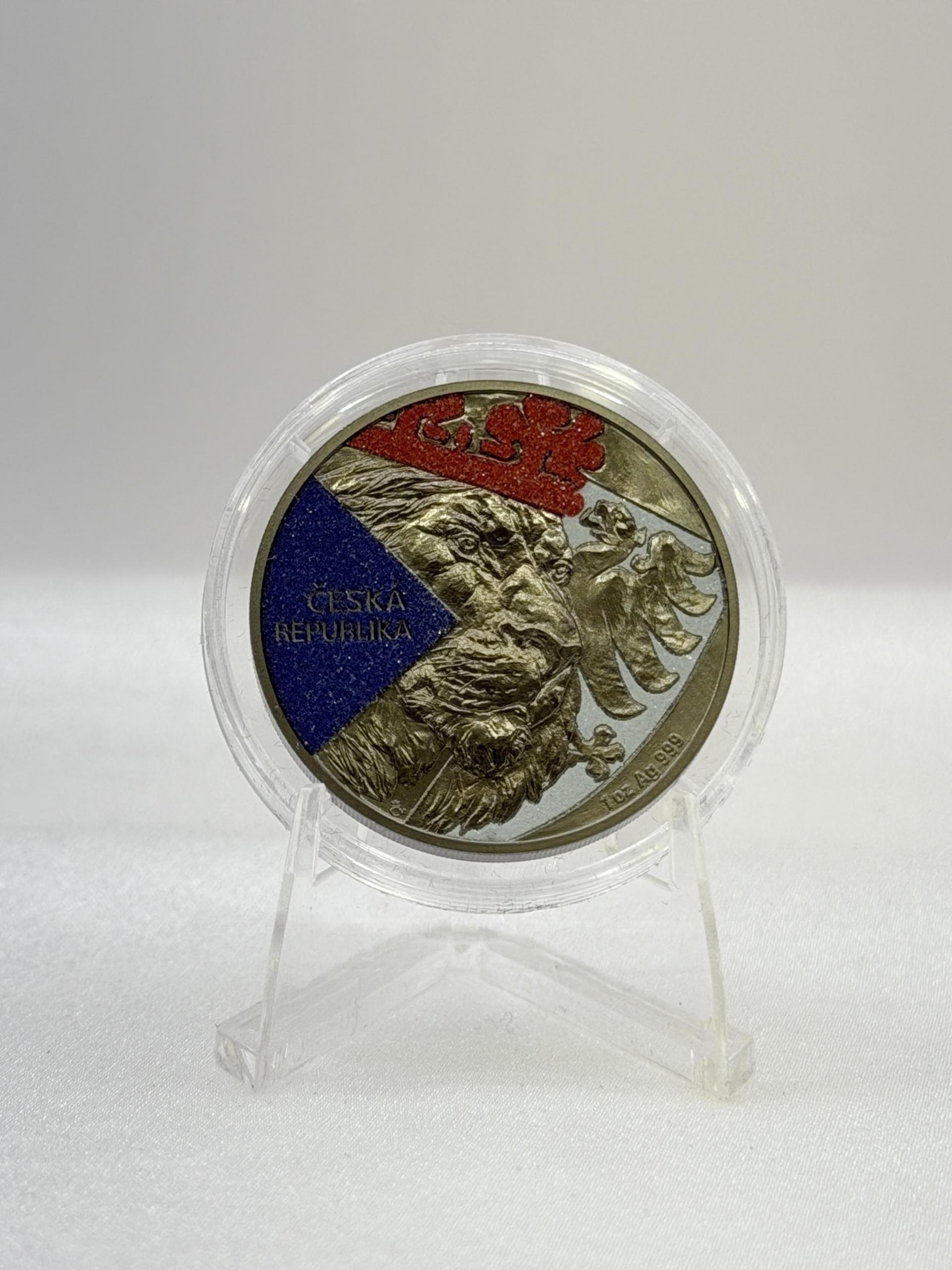 2024 Niue Czech Lion Black Platinumwith Diamond Eﬀect 1 oz Silver Coin