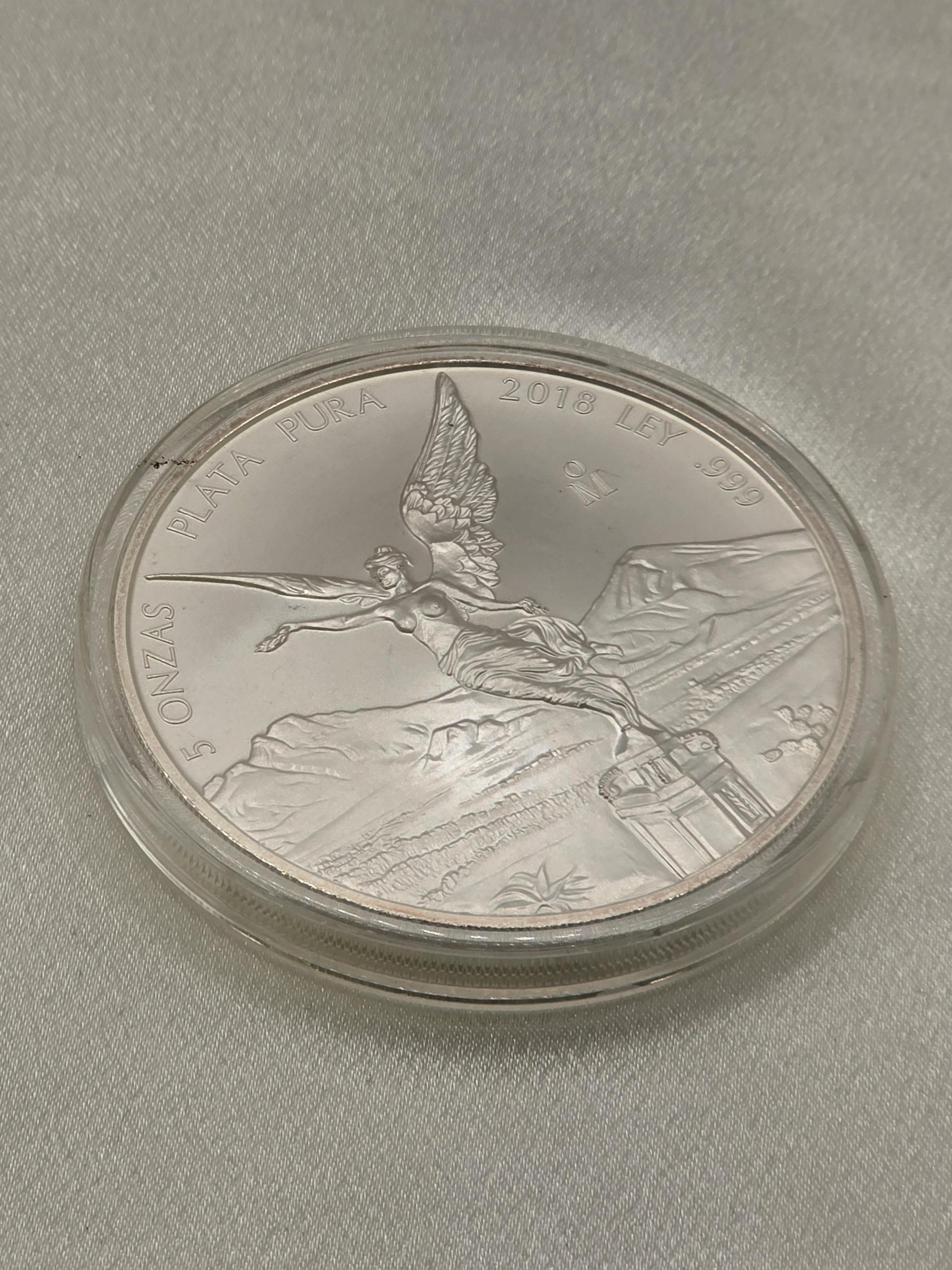 2018 Mexico 5 Onzas Silver Libertad BU