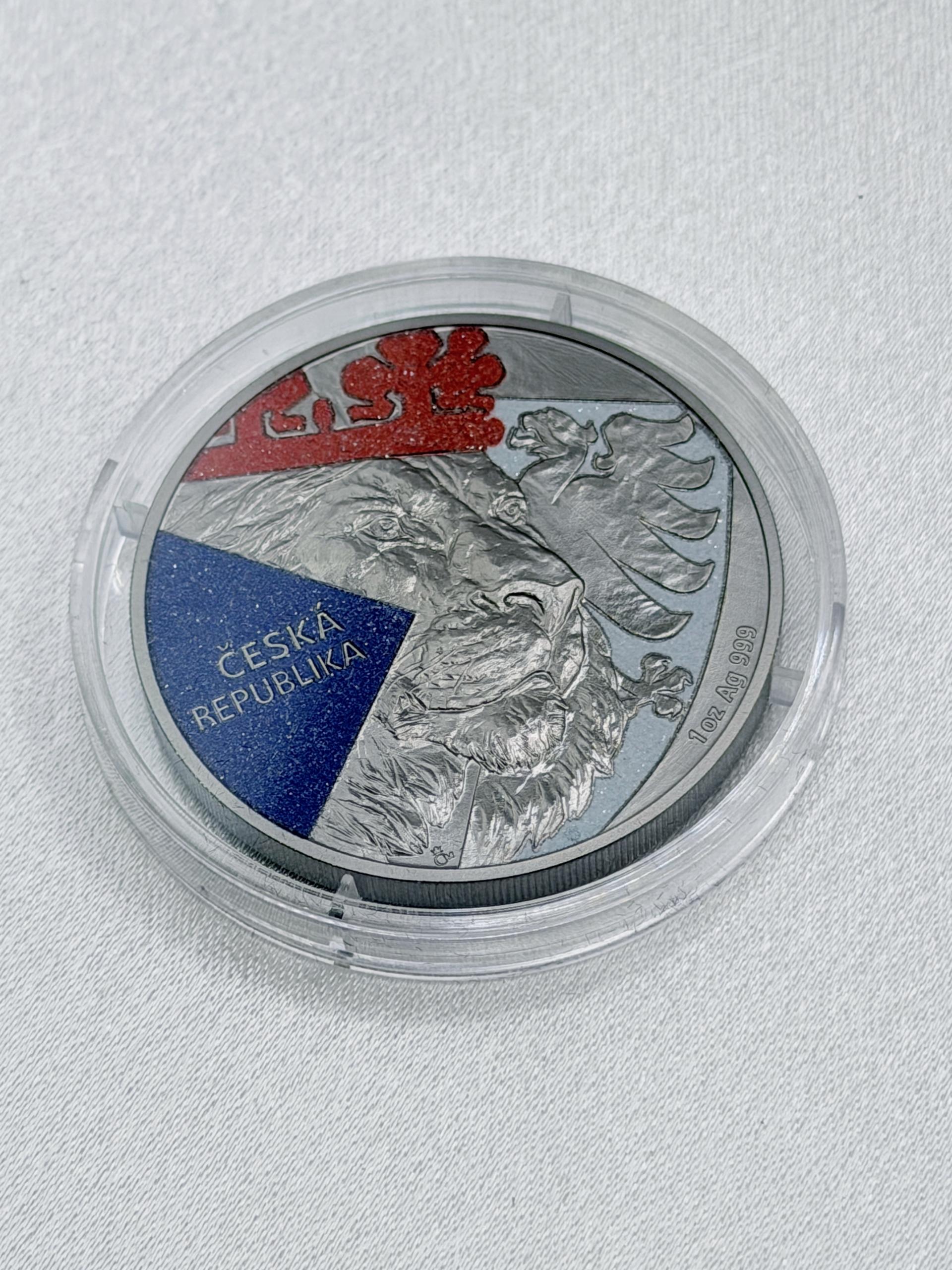 2024 Niue Czech Lion Black Platinumwith Diamond Eﬀect 1 oz Silver Coin