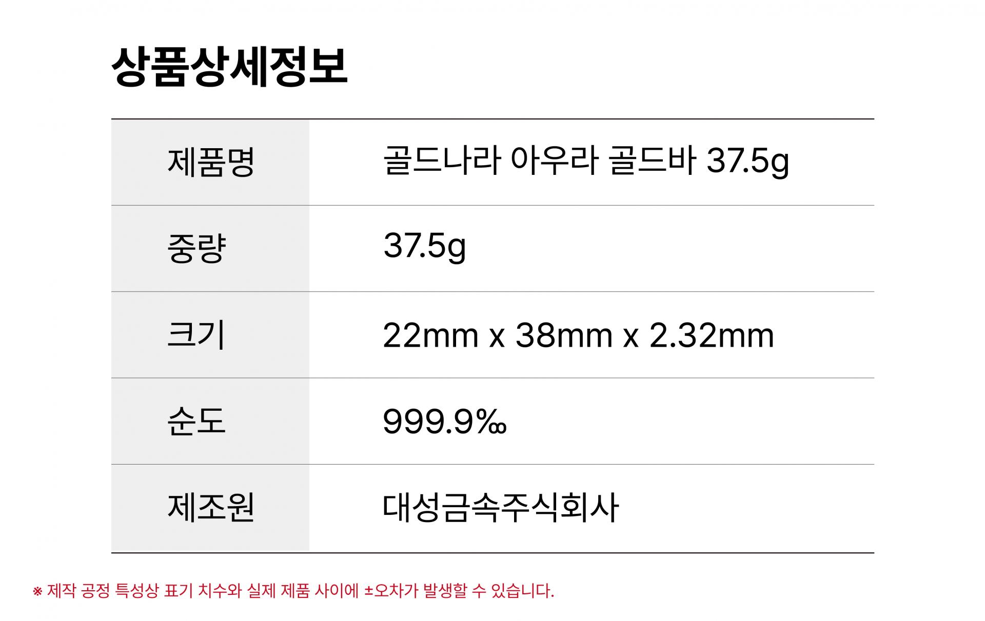 골드나라 아우라 골드바 37.5g