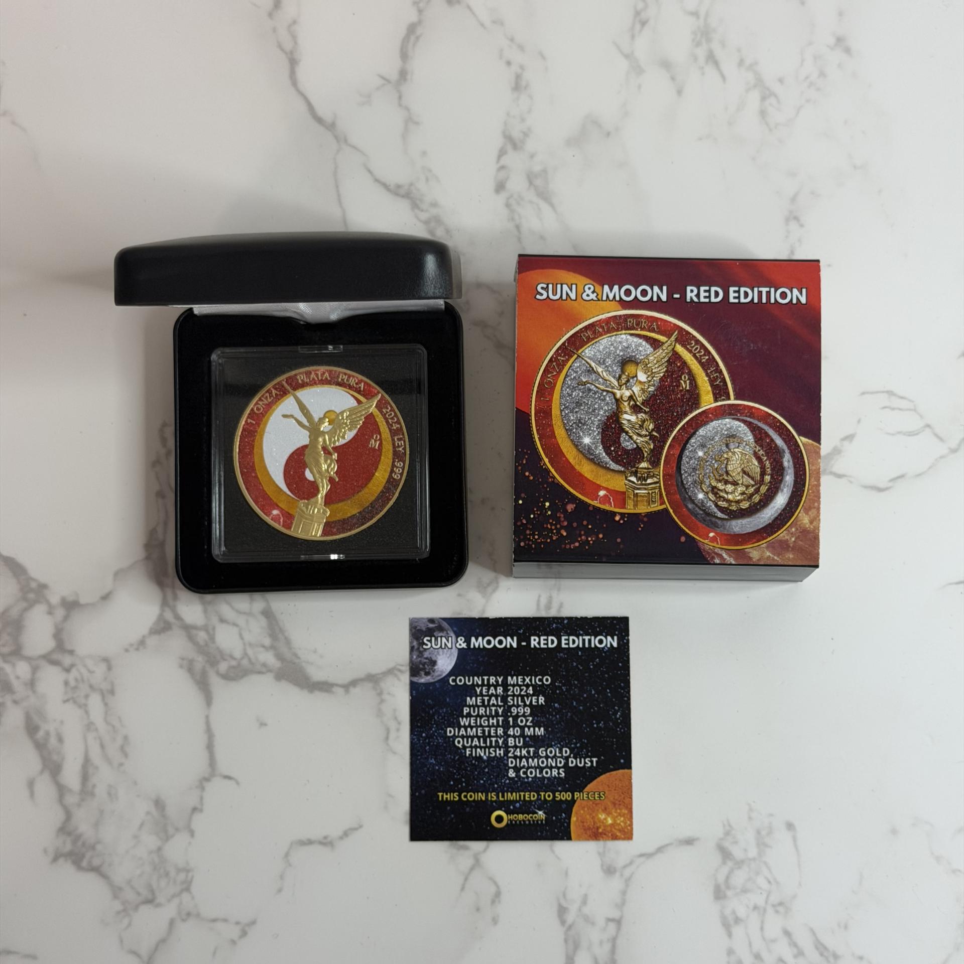2024 Mexico 1 oz Silver Libertad SUN&MOON - RED EDITION