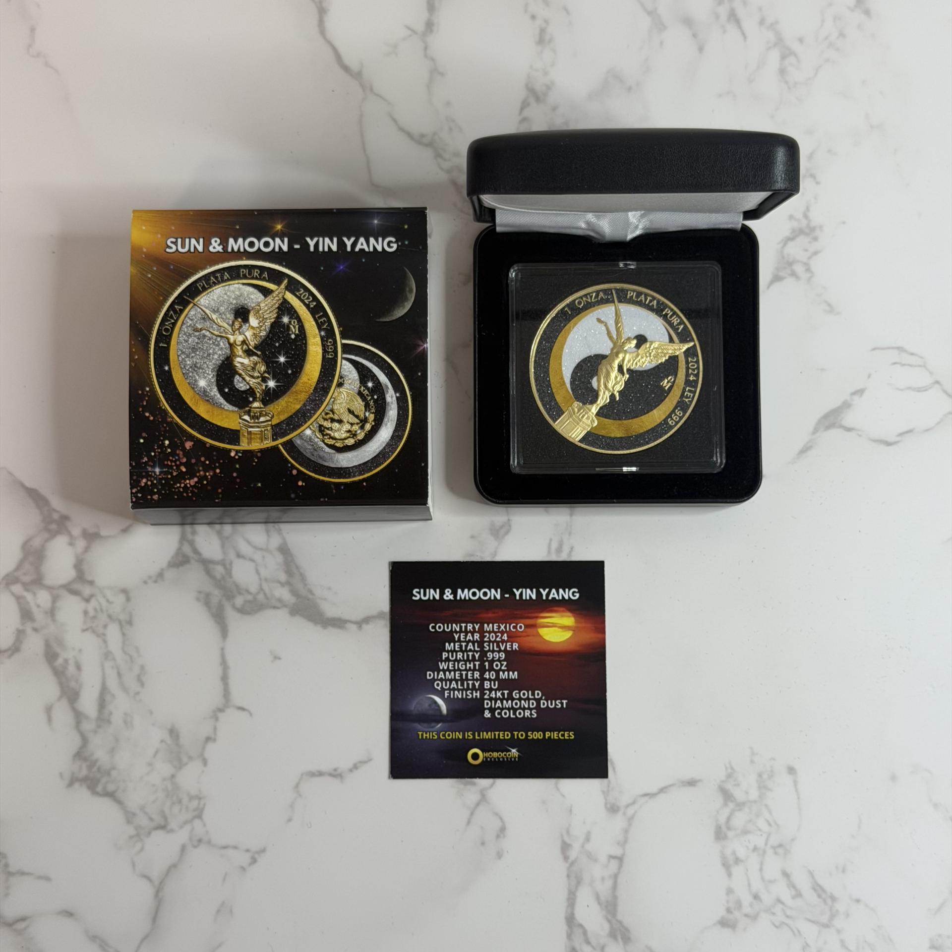 ‘Sun & Moon - Yin Yang Diamond Dust 1 Oz Silver Coin'