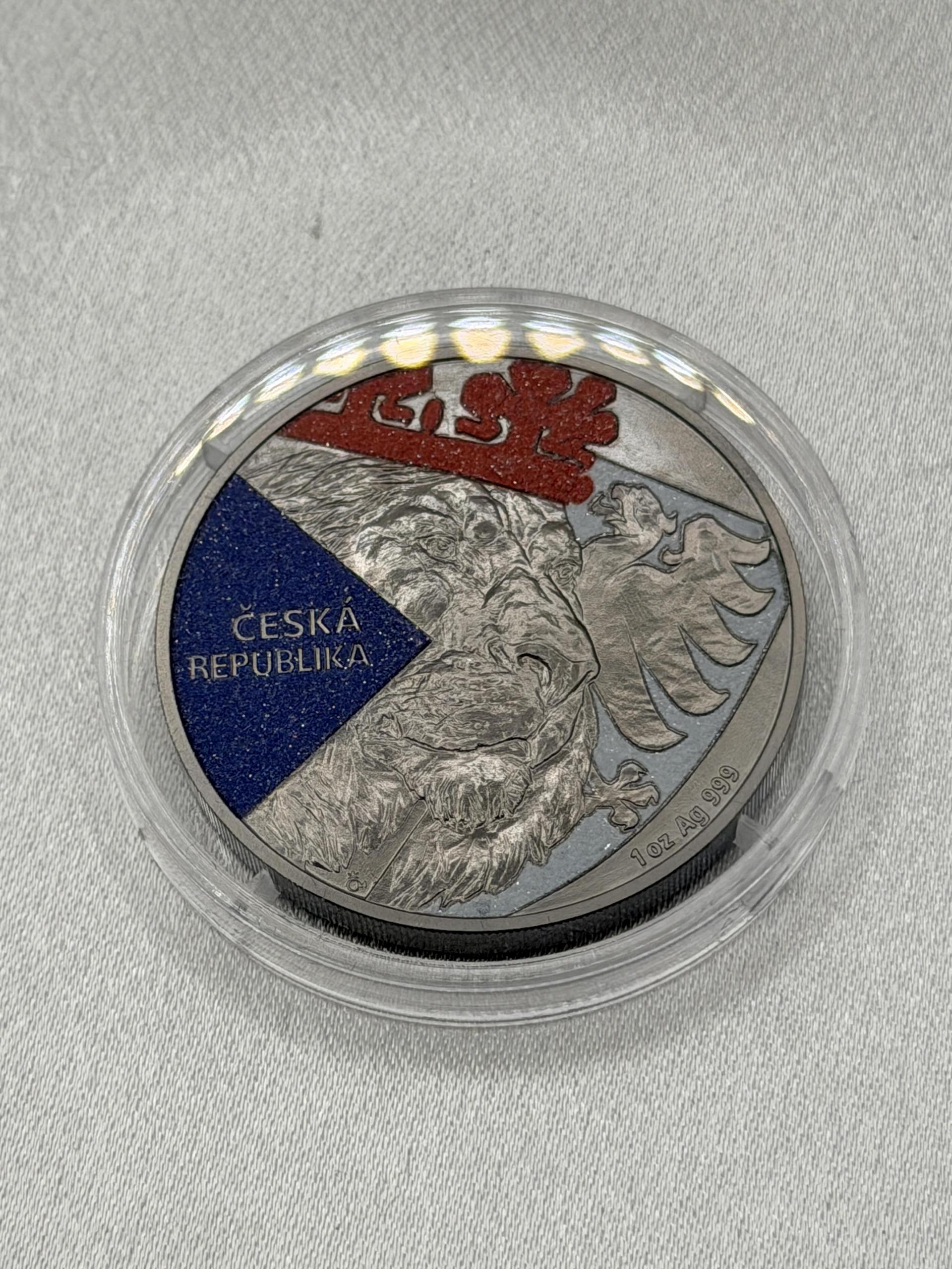2024 Niue Czech Lion Black Platinumwith Diamond Eﬀect 1 oz Silver Coin