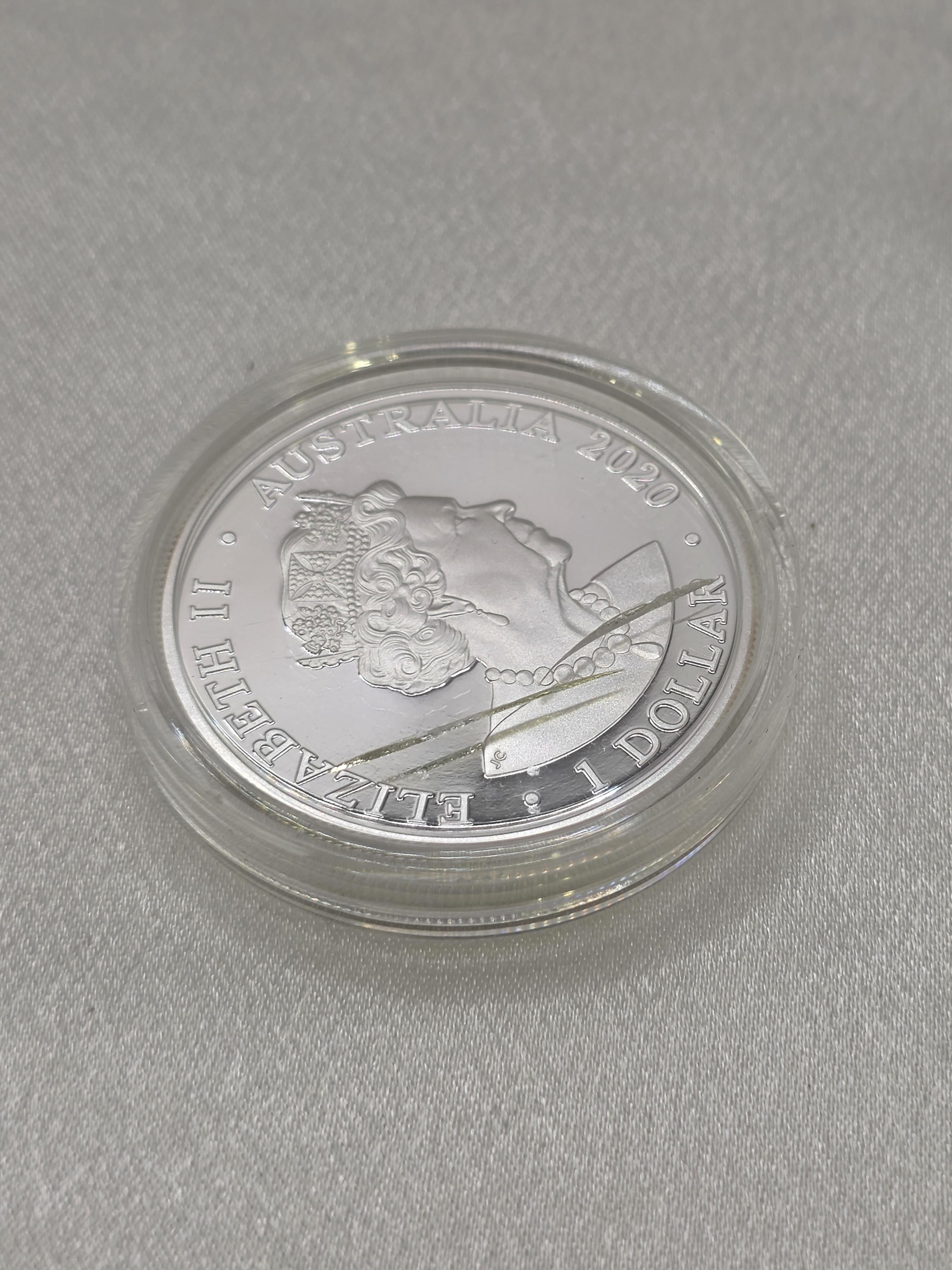 (캡슐파손) 2020 Australia 1 oz Silver $1 Spinner Dolphin BU