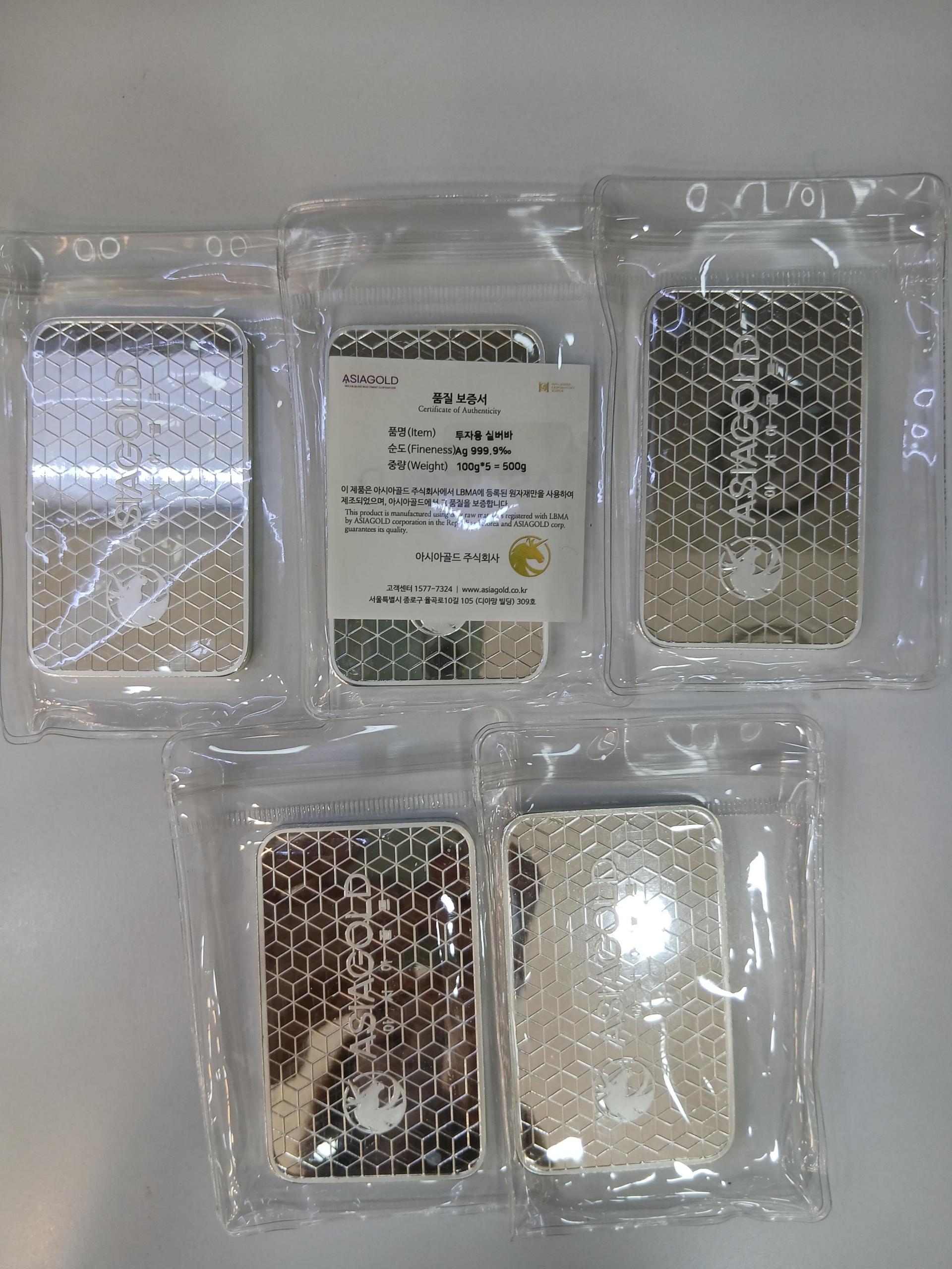 아시아골드 투자용 실버바 100g *5EA[SET]