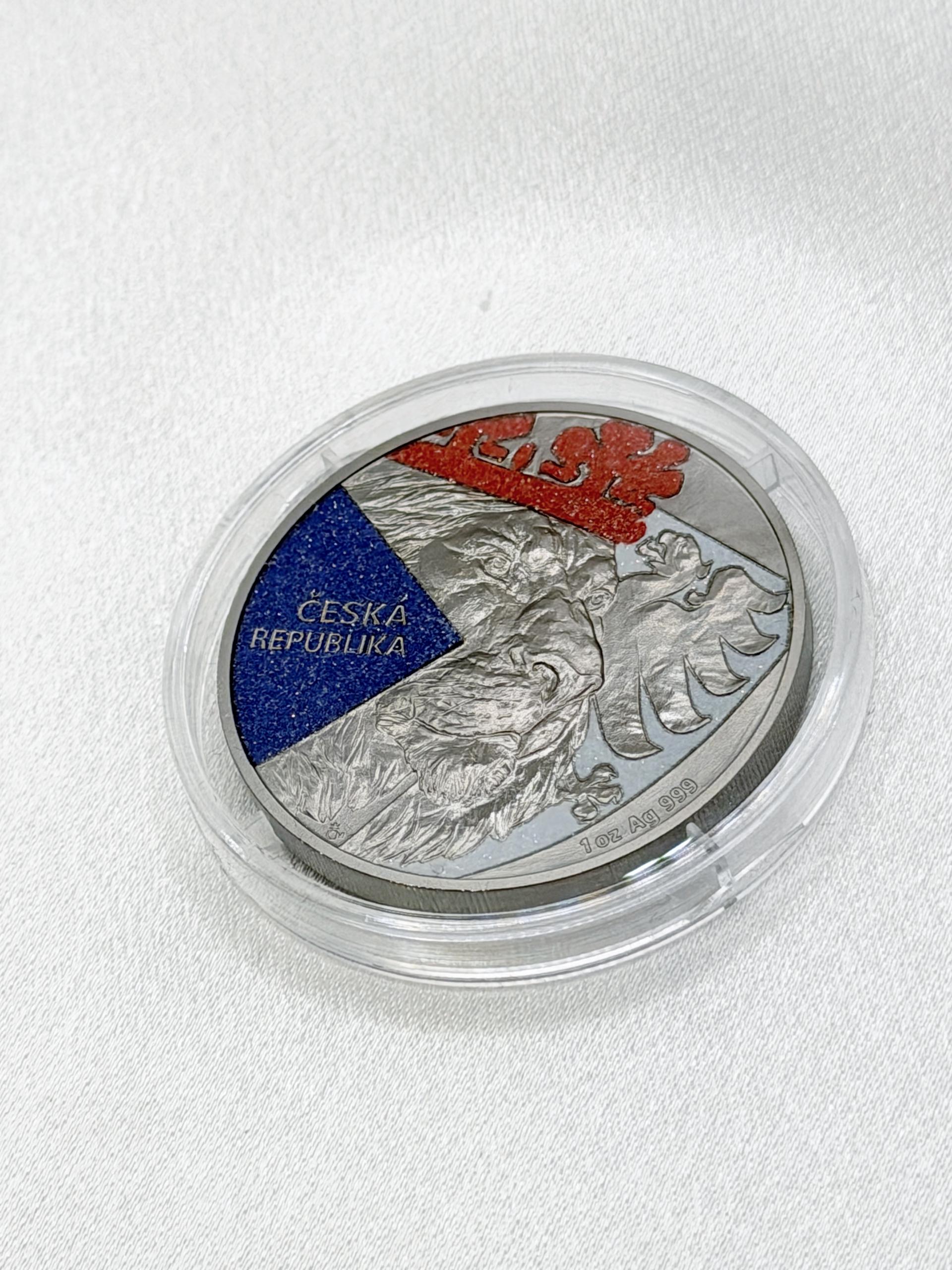 2024 Niue Czech Lion Black Platinumwith Diamond Eﬀect 1 oz Silver Coin