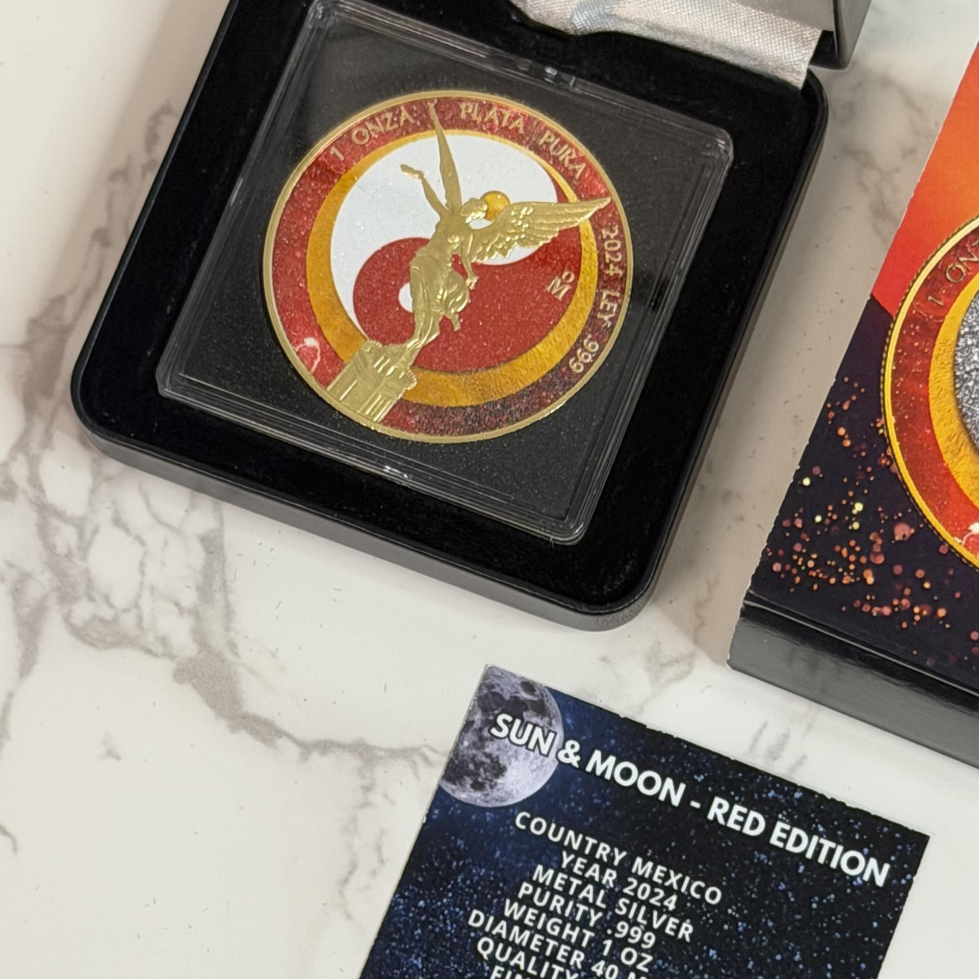 2024 Mexico 1 oz Silver Libertad SUN&MOON - RED EDITION