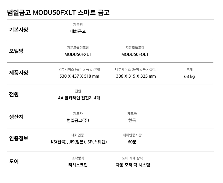 범일금고 스마트모듈금고 가죽에디션 MODU50FXLT