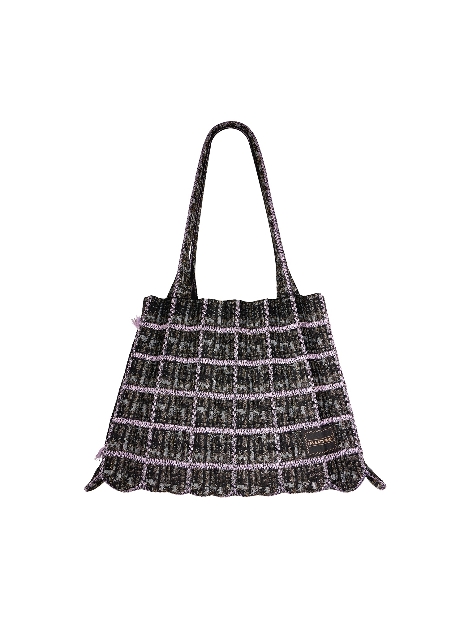 TWEED SHOPPER BAG LIME : PLEATSMAMA: Sustainable Knit Pleats Bag
