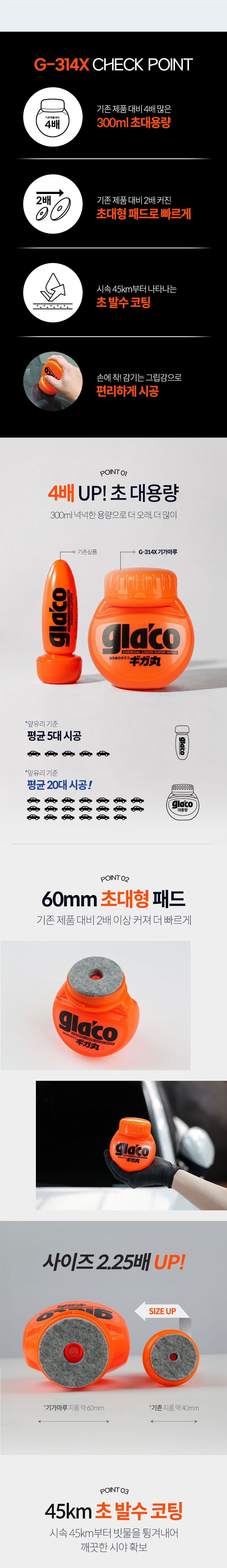소프트99 글라코 Roll-On MAX 대용량 유리 발수코팅제 G-314X(+장갑 2매 증정)