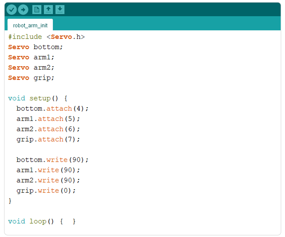 Arduino orders servo robot arm code