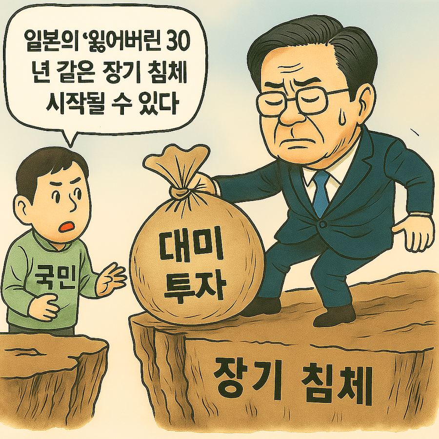 ▲ 일본의 '잃어버린 30년'이 남의 일이 아니다. 이재명 정권의 지금 같은 번기업 정책이 폭주하면 우리도 같은 짝이 날 수 있다. ⓒ 챗Gpt