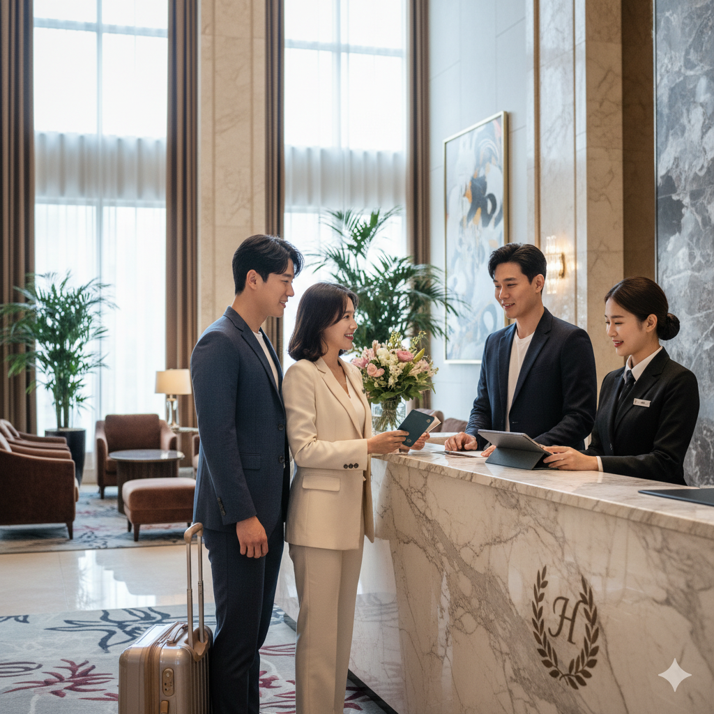 ํด์ธ ํธํ
์์ฝํด์ ์ฒดํฌ์ธ ํ๋ ๋ชจ์ต