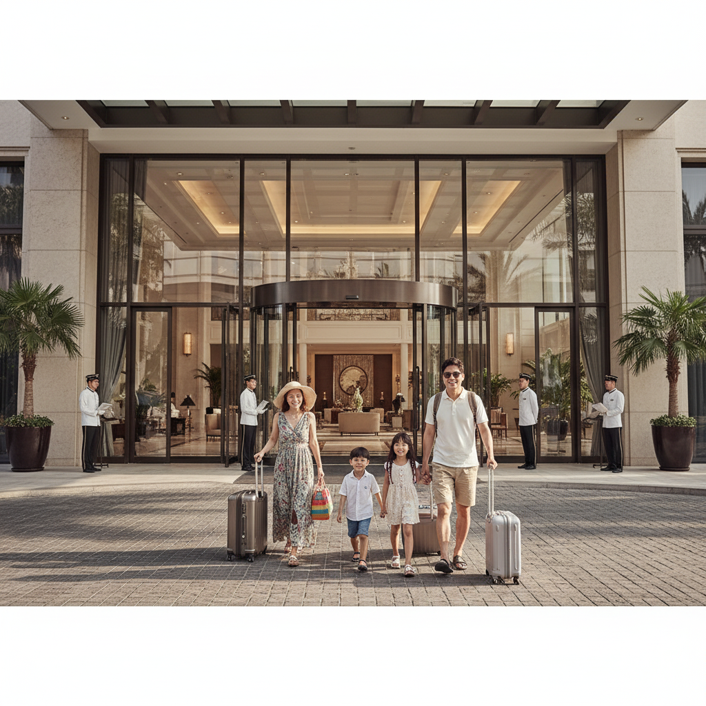 ํธํ
์์ฝํด์ ์
์ฅํ๋ ๋ชจ์ต์ ๊ฐ์กฑ