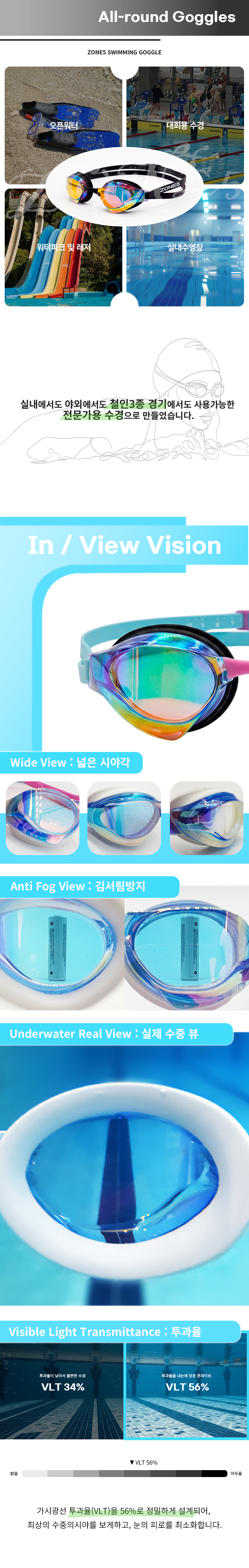 ZONE5 패킹 선수용 수경 ZG01 / 블랙 입고완료