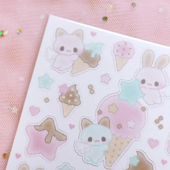 Angora Lora | Mint strawberry icecream sticker