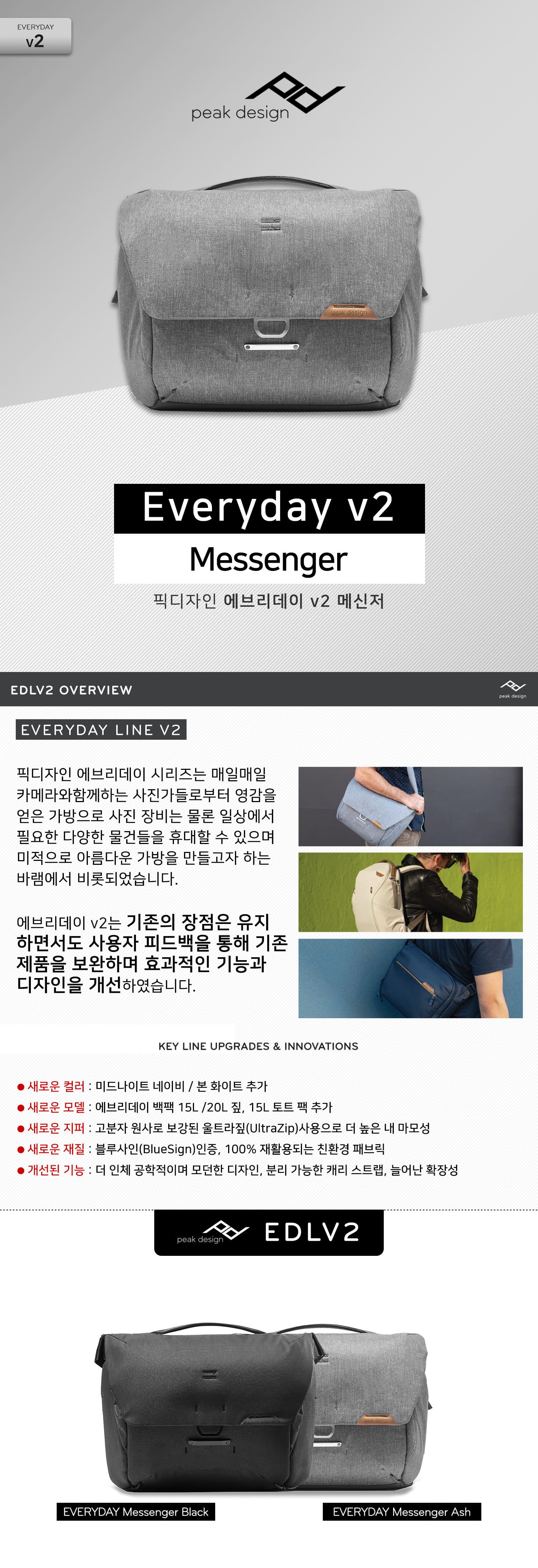 peak design Everyday v2 Messenger Ash   긮 v2 ޽ ֽ