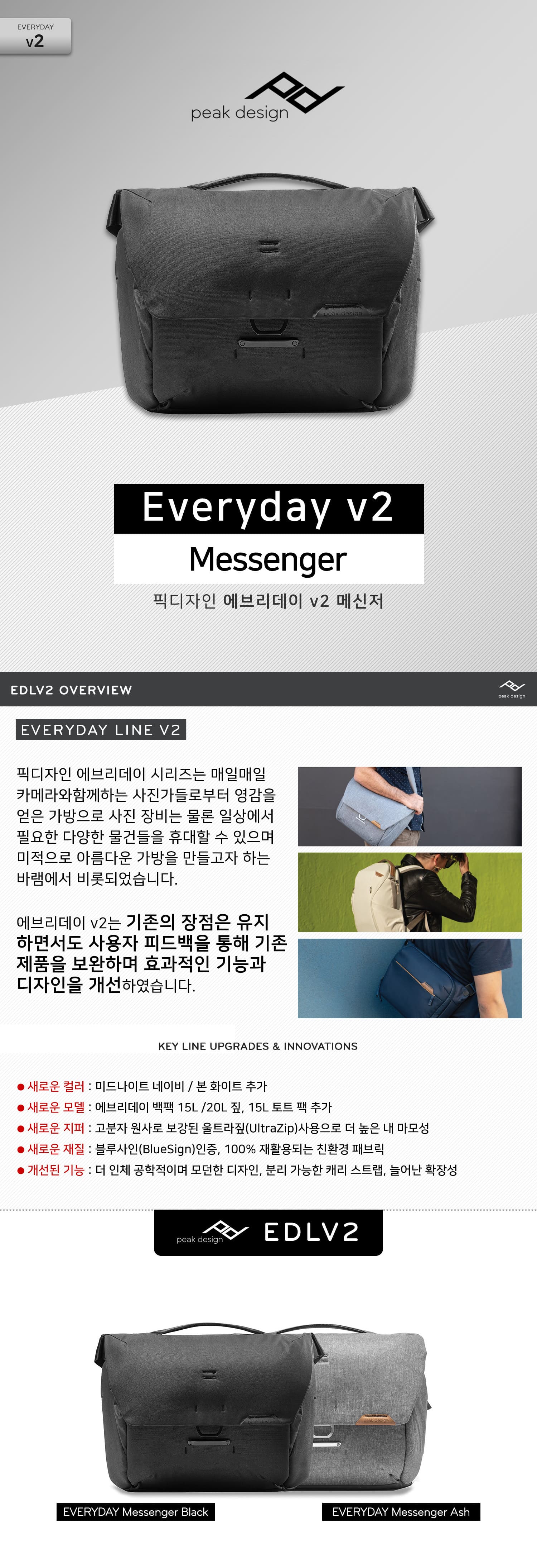 peak design Everyday v2 Messenger Black   긮 v2 ޽ 