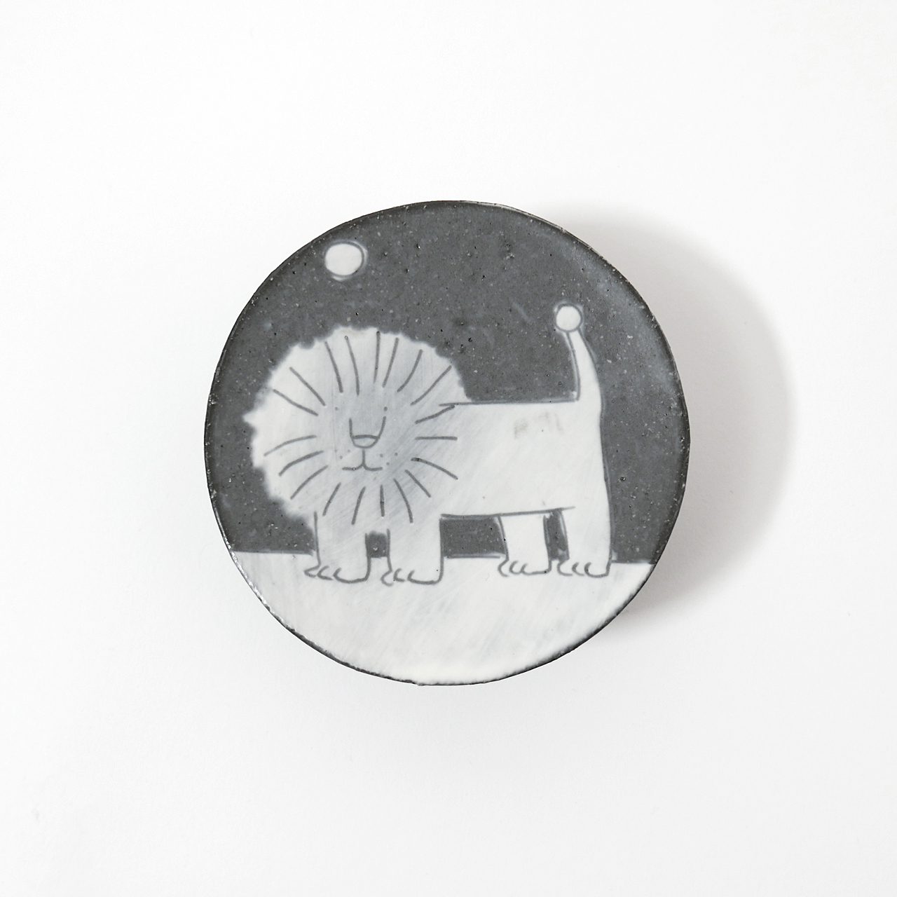 분청 사자 그림 굽접시 9cm