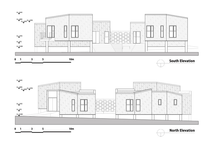 South and North Elevations
