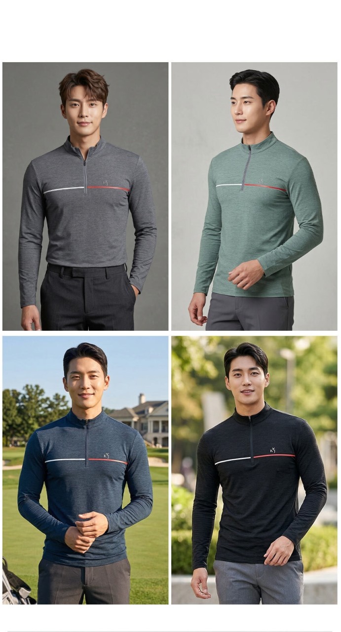 🏅김영주골프 남성 소프트원단 하프집업 긴팔티셔츠🏅