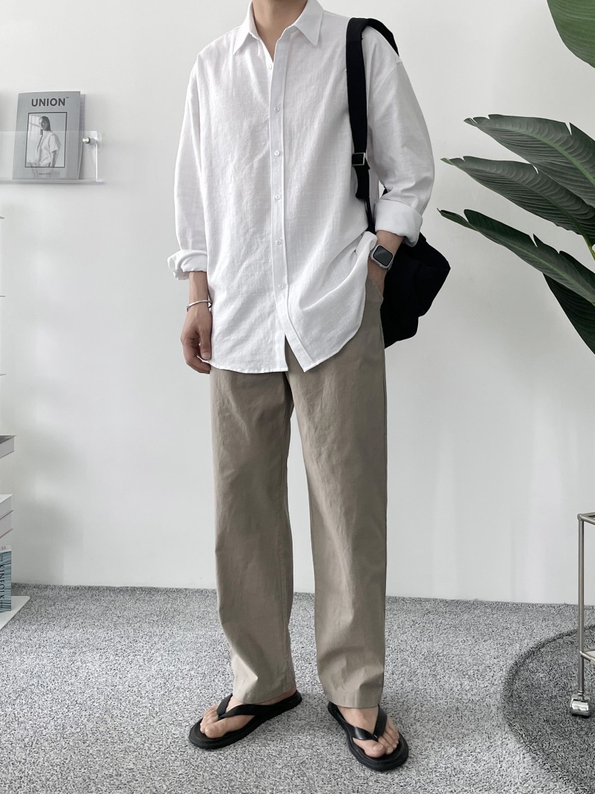 🏅포그골프 (FOG.G) 남성 린넨 스트레치 롱 와이드 슬랙스팬츠🏅