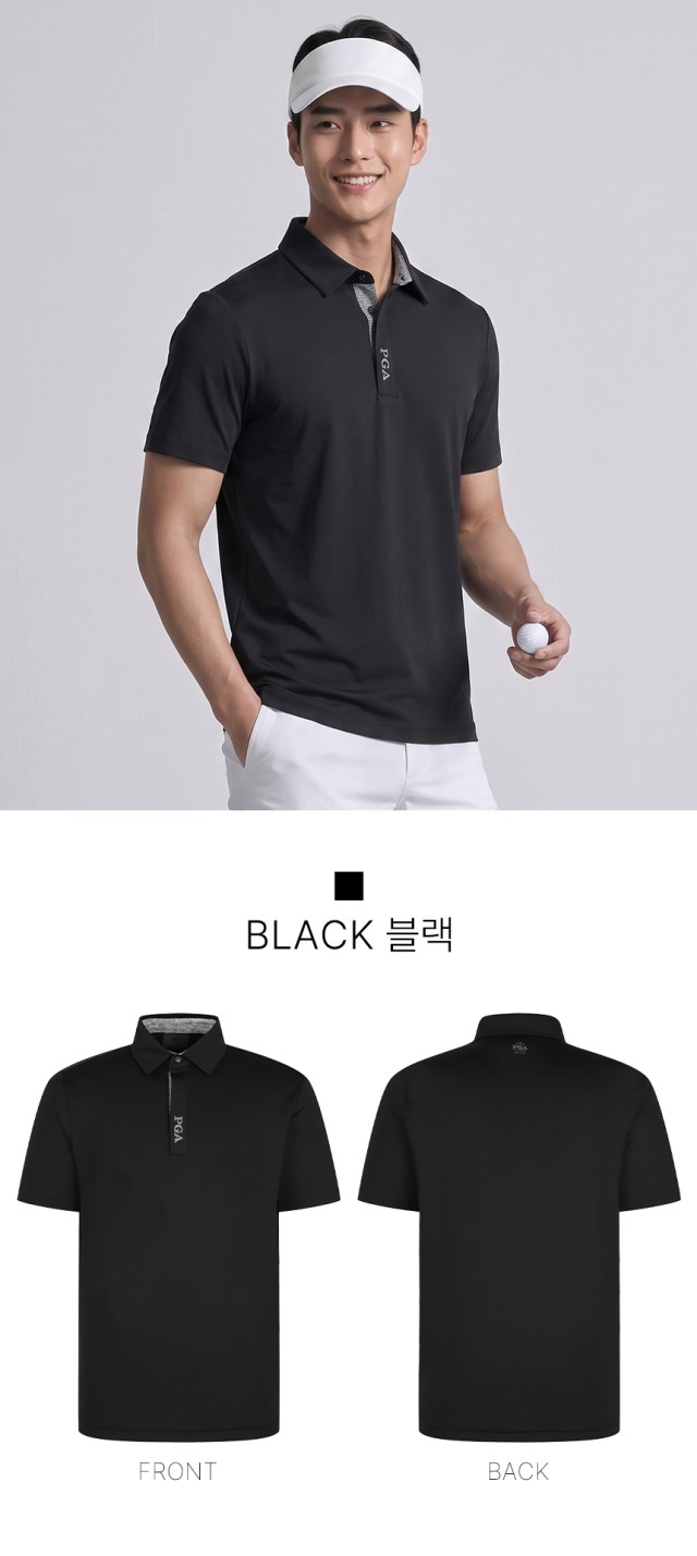 🏅PGA 26SS 남성 플래킷로고 나일론 냉감 반팔 카라티셔츠🏅