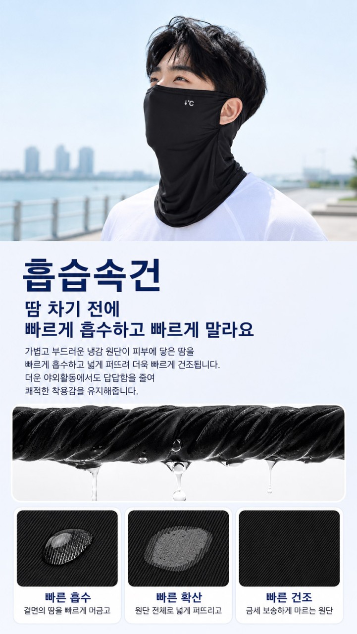 🏅DM SPORTS 남녀공용 귀걸이형 냉감 페이스커버 마스크(2장:1셋)🏅