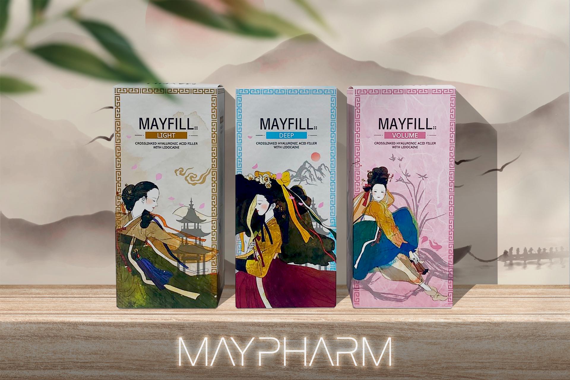 Maypharm's new filler MayFill contains Multi-layered Phasic Hyaluronic Acid based with new R2 Technology (Rotation and Revolution), and lidocaine for comfortable application, unlike Metoo Fill (CE).