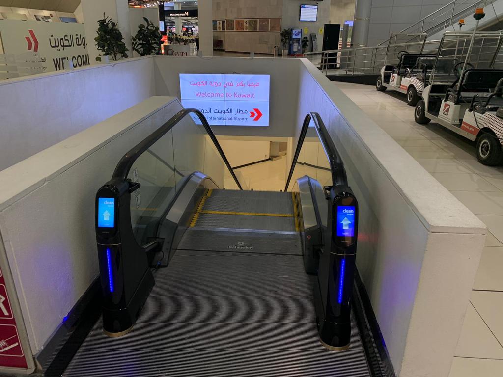 WeClean, an escalator handrail coronavirus sterilization cleaner installed at Kuwait International Airport, 3
