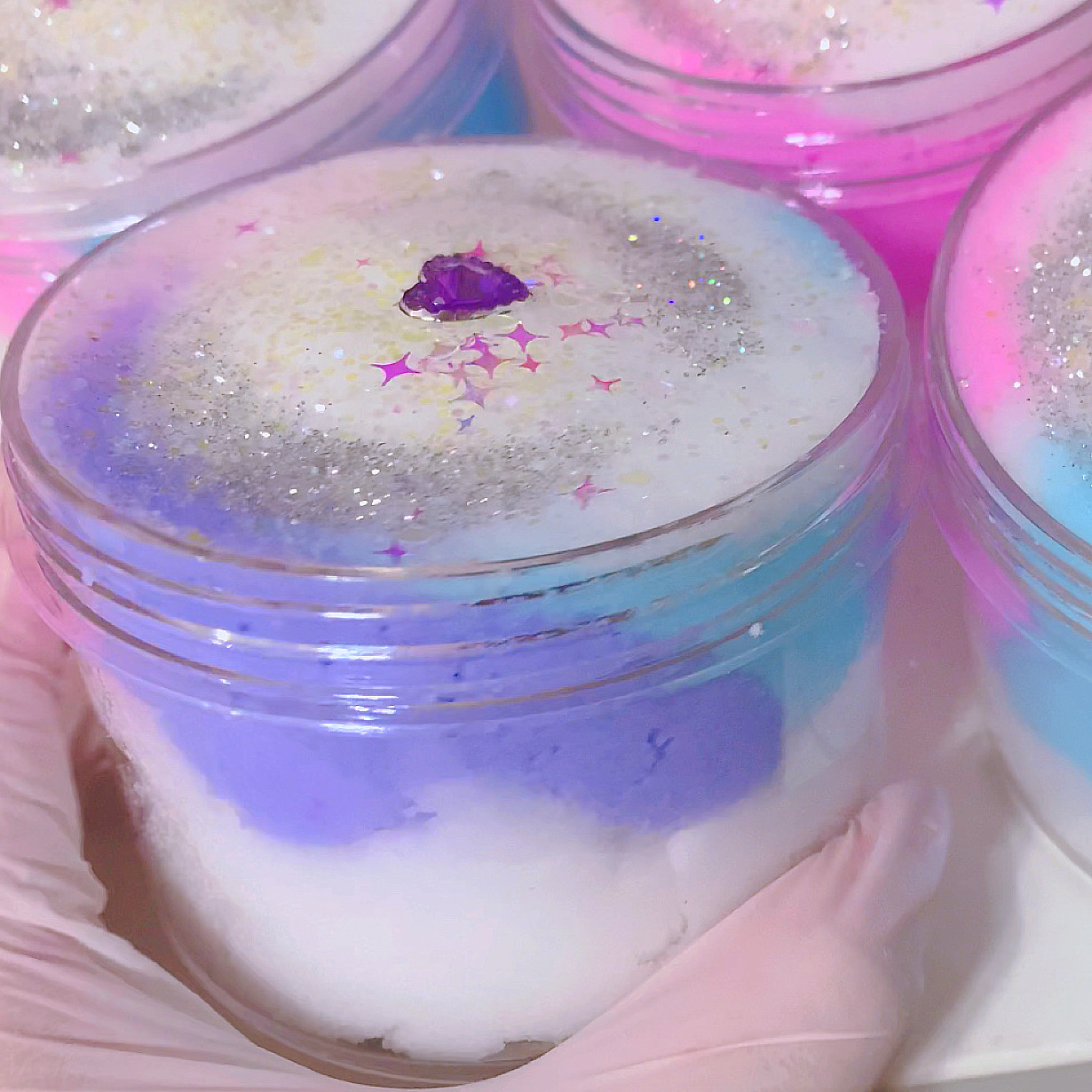 Pink Sky clear slime lightly scented