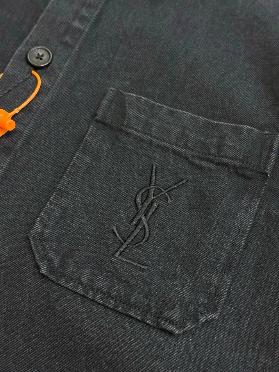 생로랑 YSL 자수 포켓 데님 셔츠