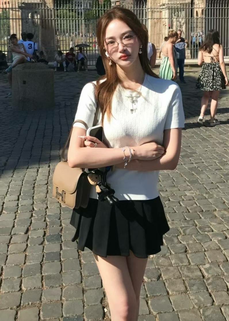 디올 오블리크 테크니컬 자카드 반팔 니트