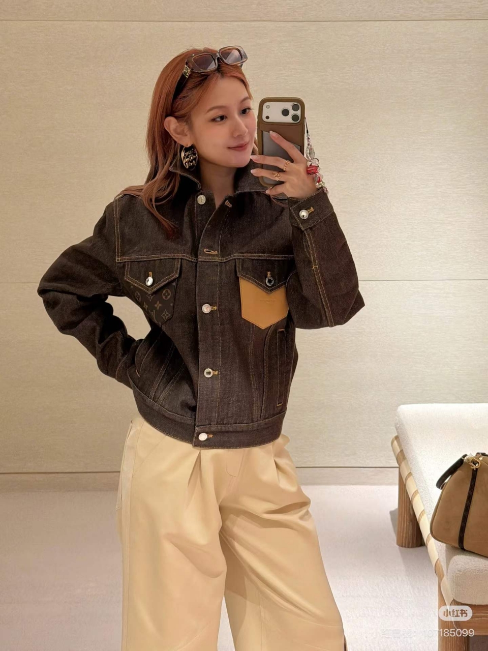 루이비통 모노그램 레더 포켓 데님자켓