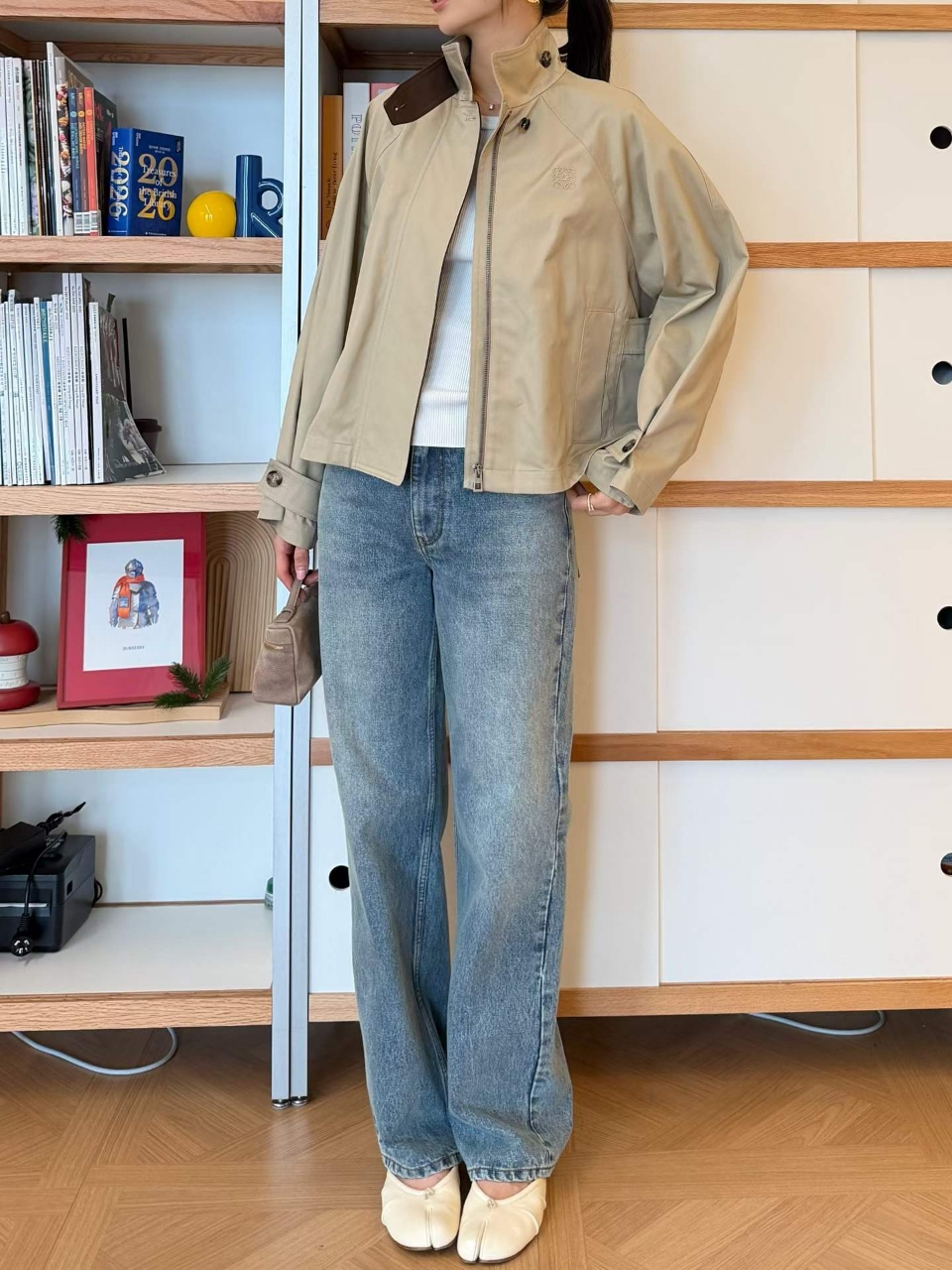 로에베 코튼 실크 개버딘 쇼트 자켓