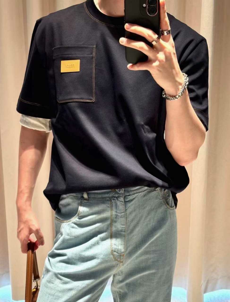 펜디 코튼 레귤러 핏 크루넥 티셔츠
