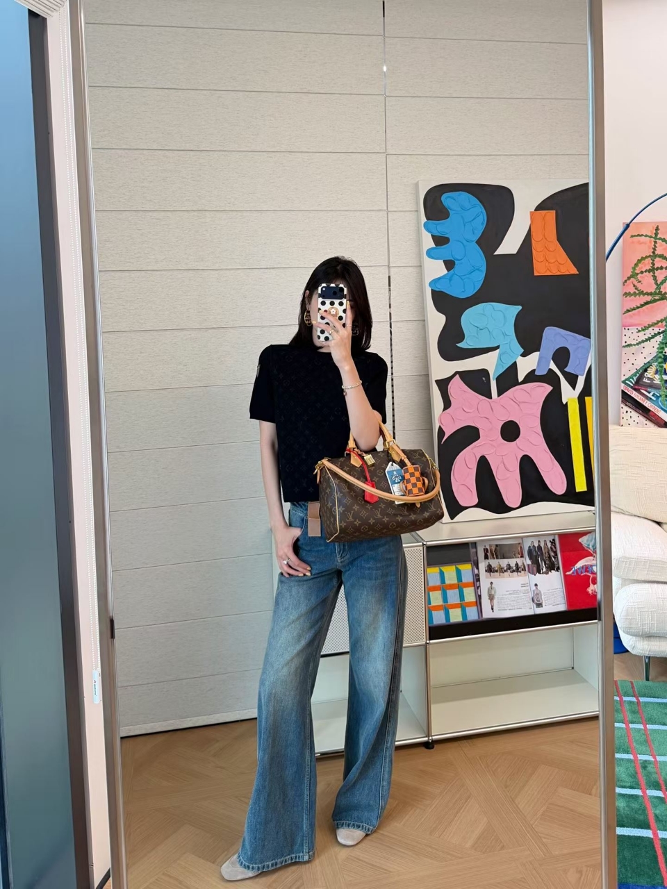 루이비통 모노그램 자카드 반팔 니트