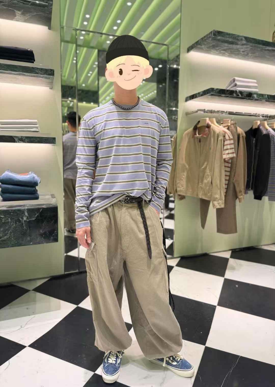 프라다 스트라이프 코튼 롱슬리브