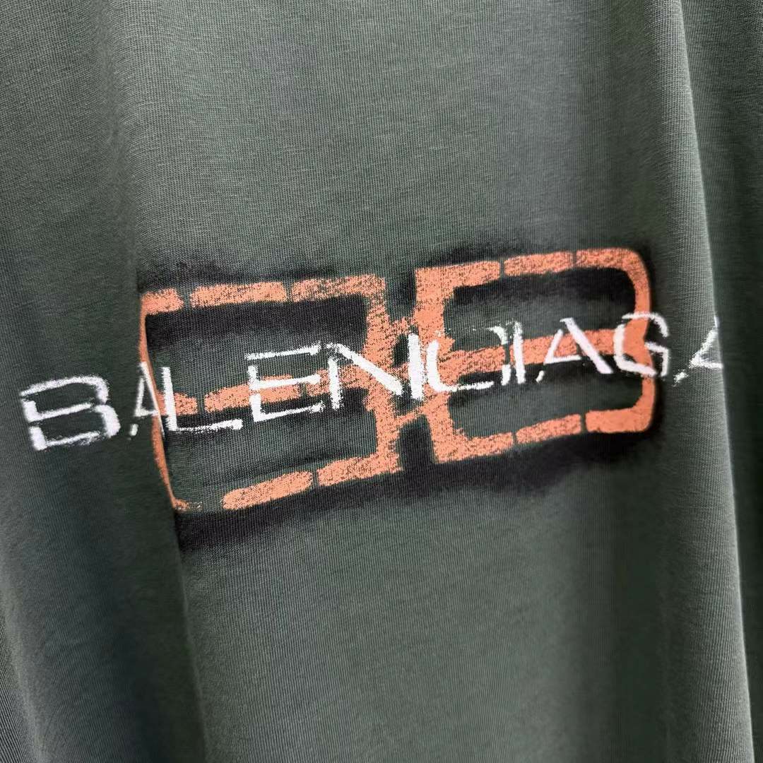 발렌시아가 BB 로고 롱 슬리브 티셔츠