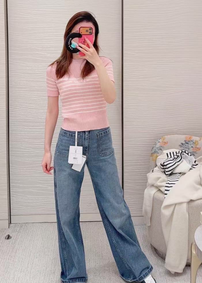 디올 리비에라 피티드 반팔 스웨터