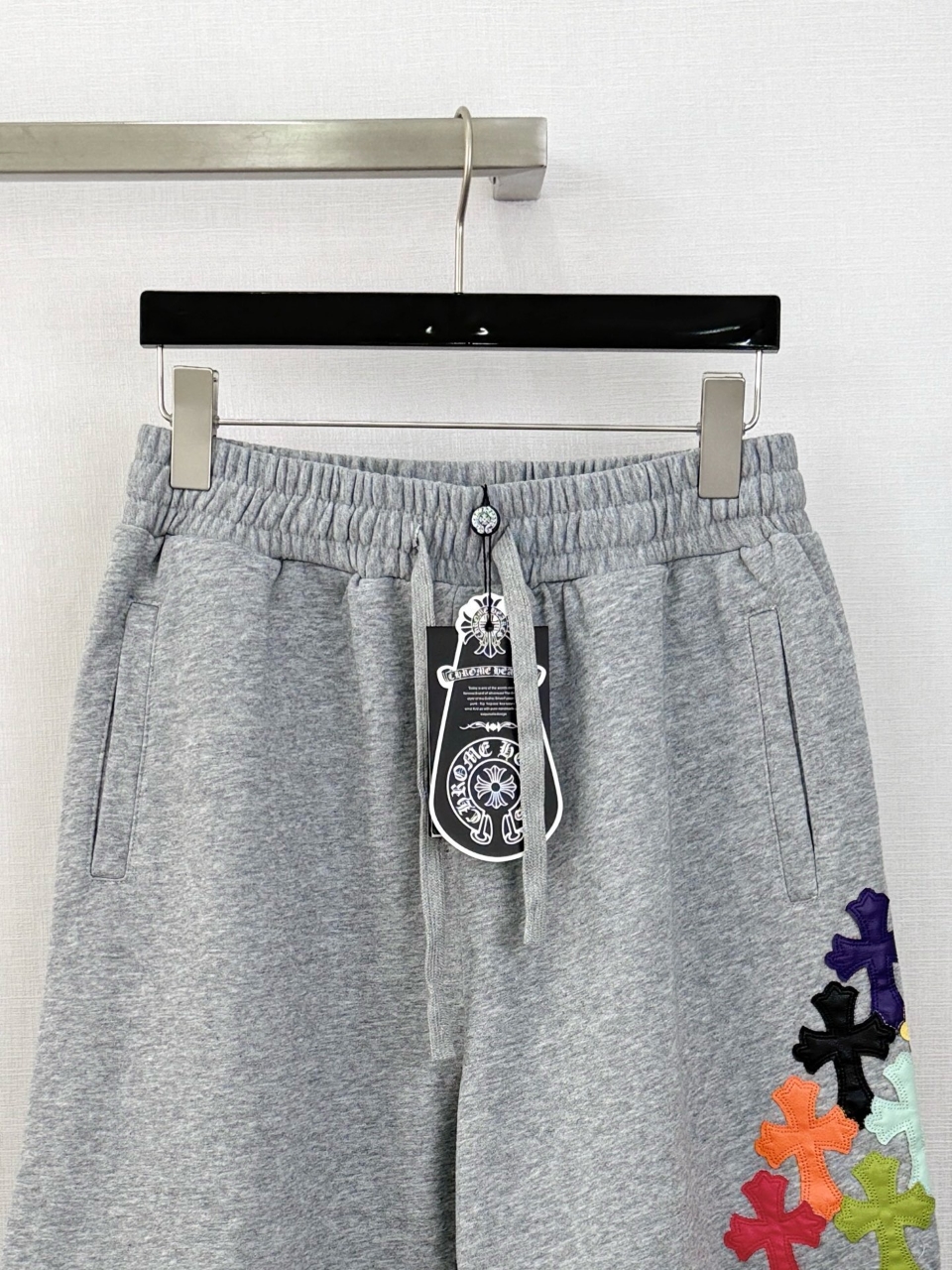 크롬하츠 크로스 레더 패치 반바지