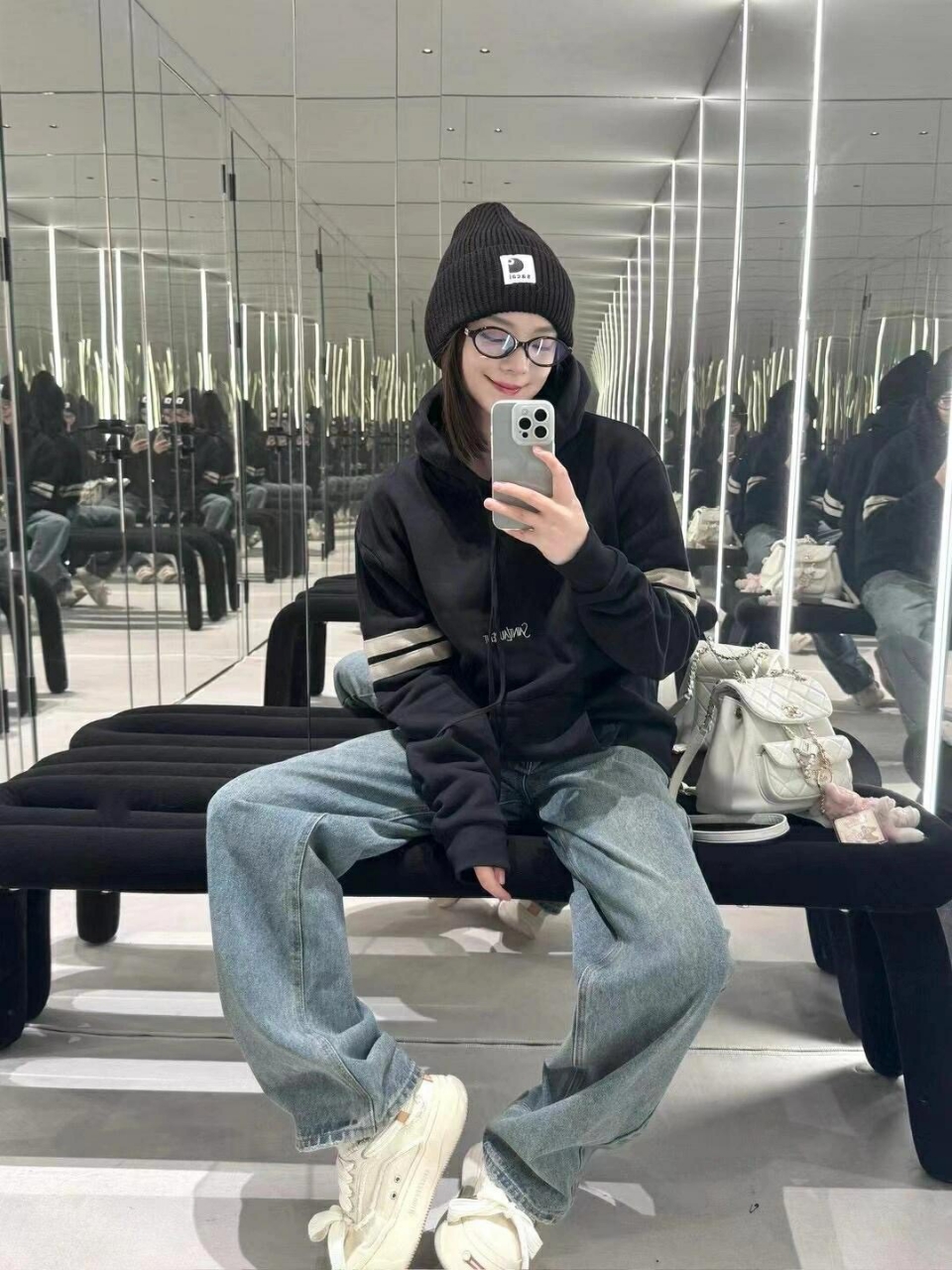 생로랑 자수 후드