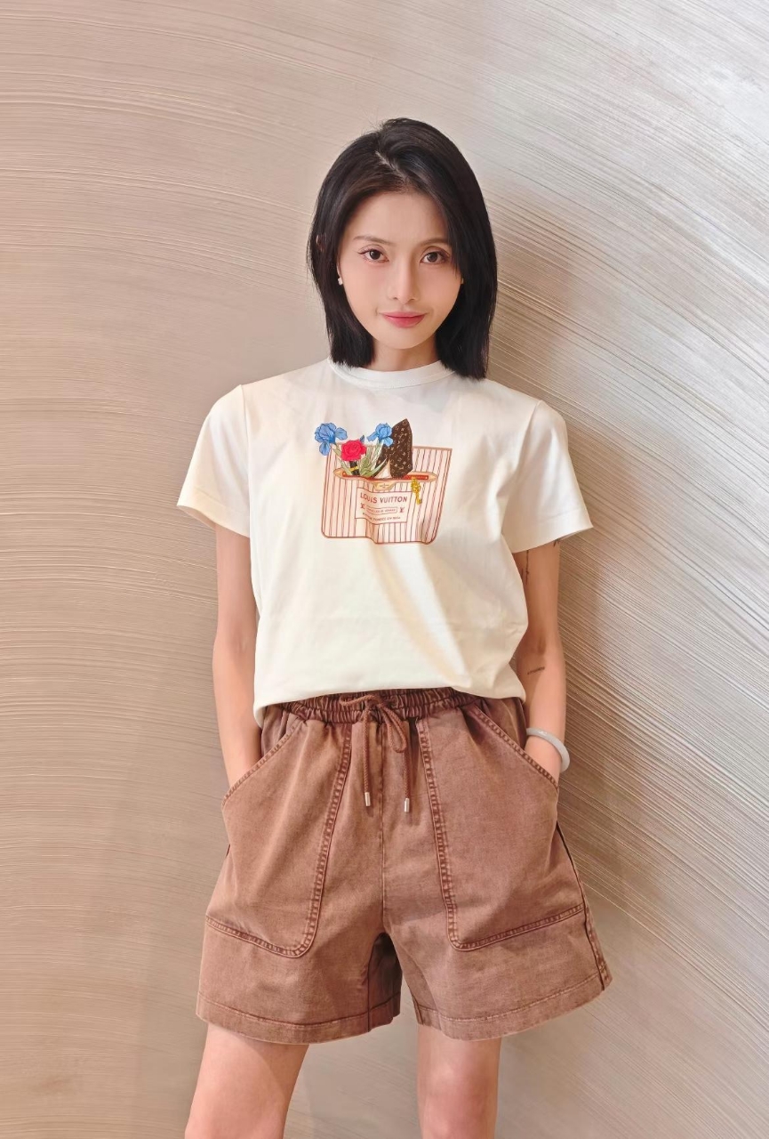 루이비통 코튼 프린트 티셔츠