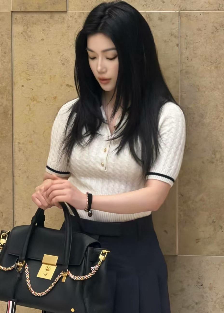 톰브라운 캐시미어 케이블 피케 폴로 셔츠