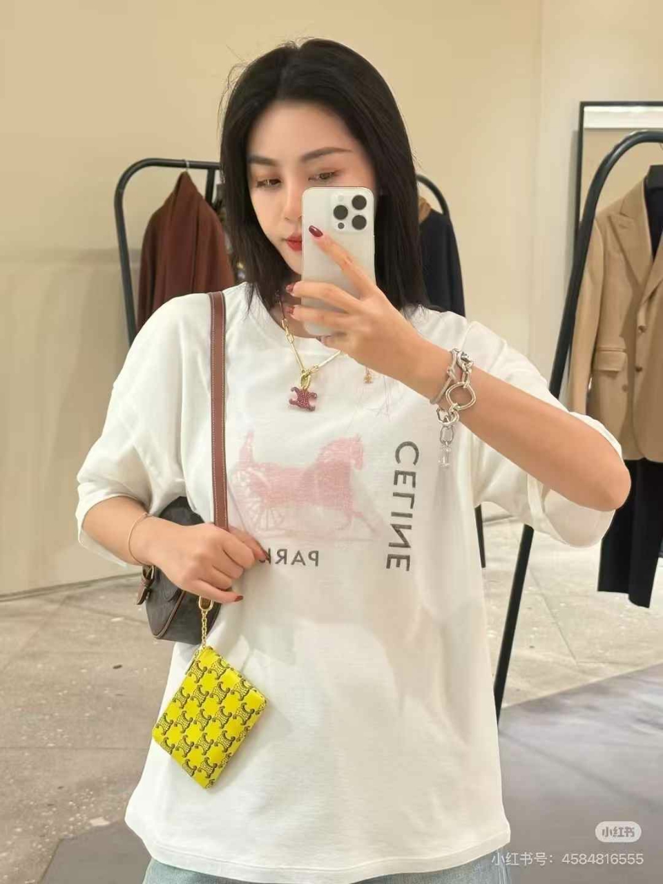 셀린느 코튼 더블레이어드 티셔츠