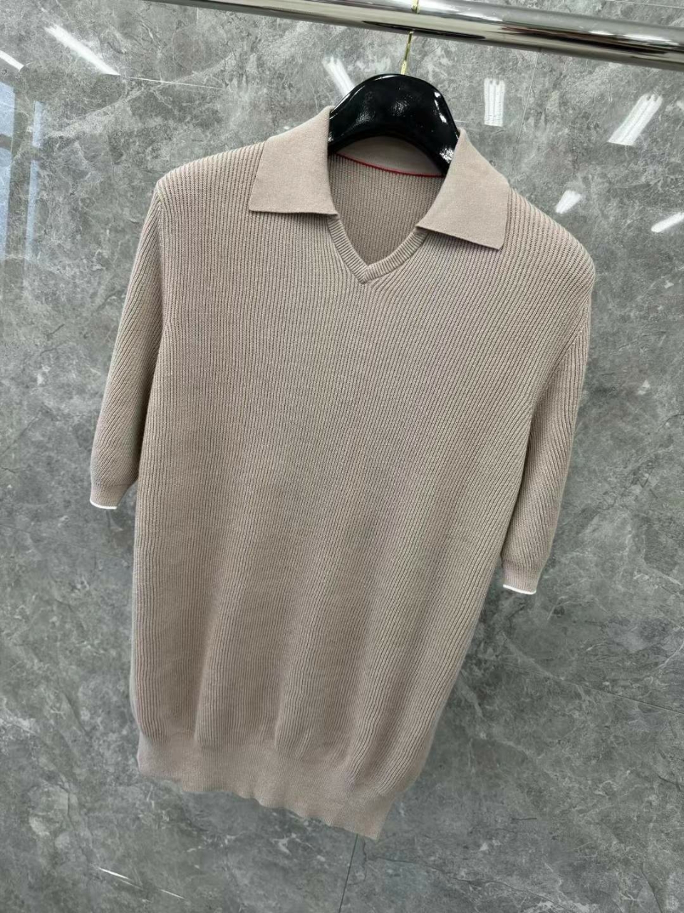 브루넬로쿠치넬리 코튼 브이넥 니트 폴로셔츠